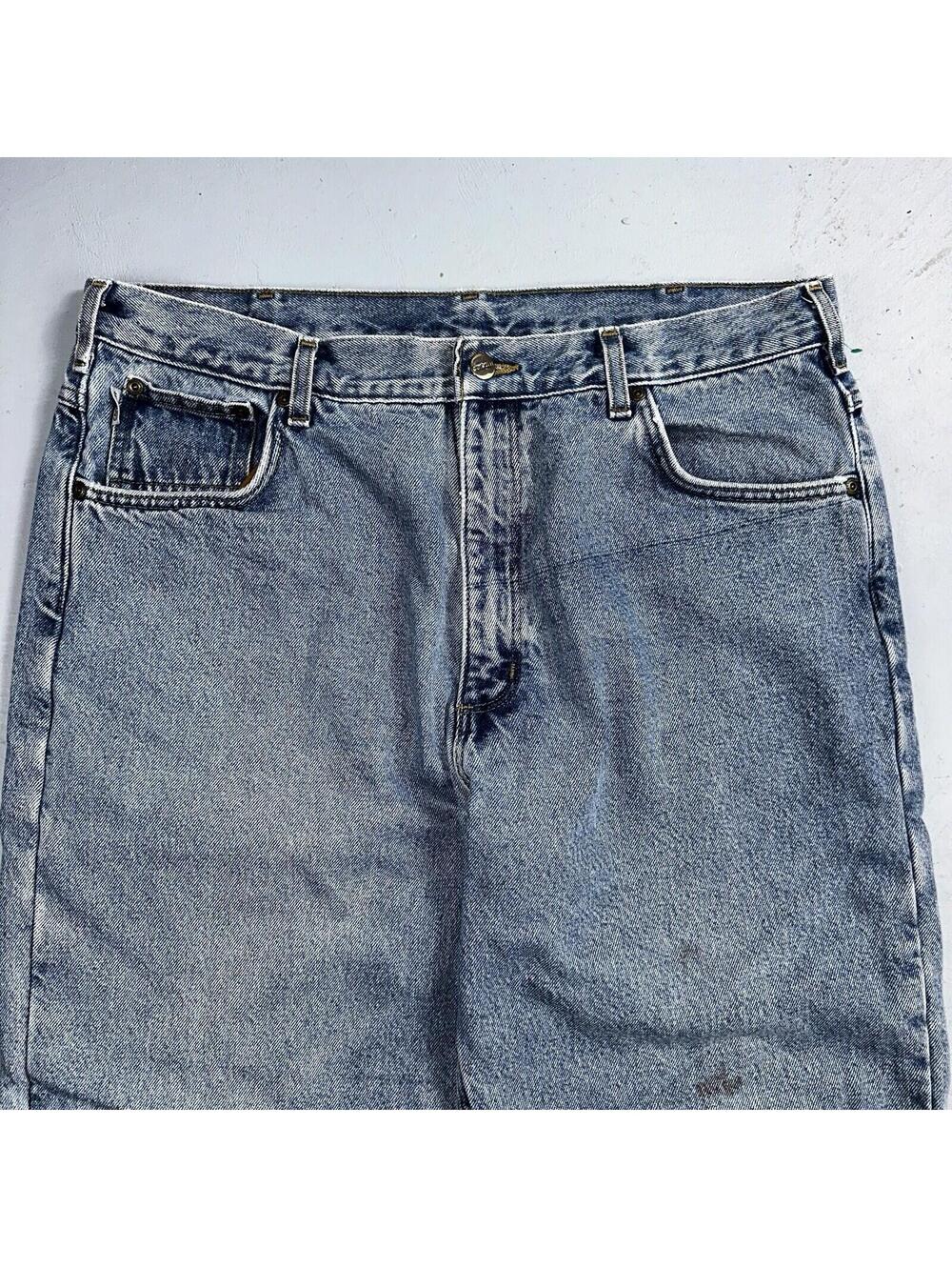 Carhartt Jeans Mens 38x32 Blue Denim Flannel Lined Relaxed Fit Chore Workwear - Picture 2 of 16